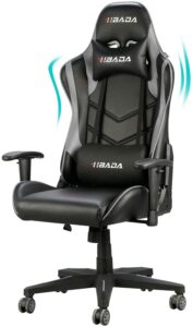 Hbada Gaming Chair Racing Style Ergonomic High Back Computer Chair with Height Adjustment, Headrest and Lumbar Support E-Sports Swivel Chair, Gray